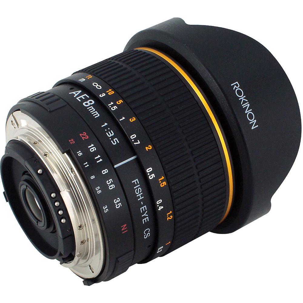 Rokinon 8mm Ultra Wide Angle f 3.5 Fisheye Lens for Nikon w Focus Confirm Chip