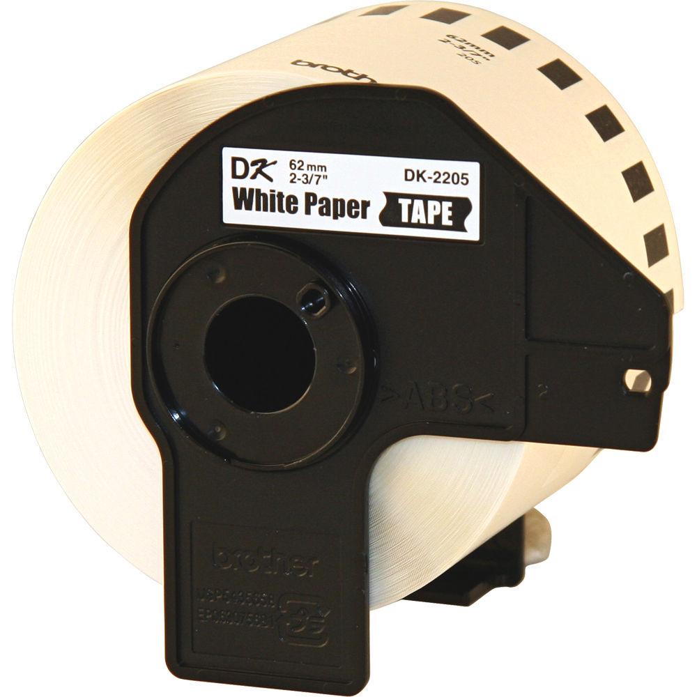 Brother DK2205 Black White Continuous Length Paper Tape - 2.4" x 100