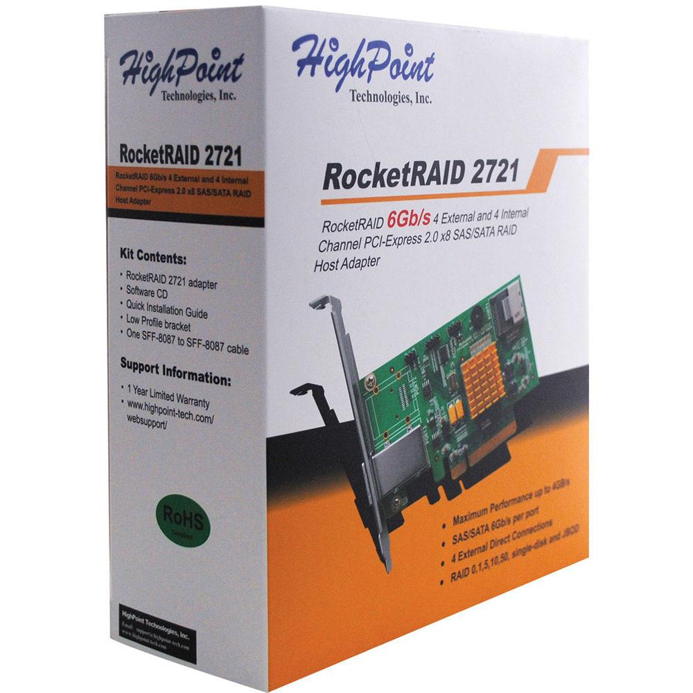 HighPoint RocketRAID 2721 8-Port Hybrid SAS 6 Gbps PCI Express 2.0 x8 RAID HBA