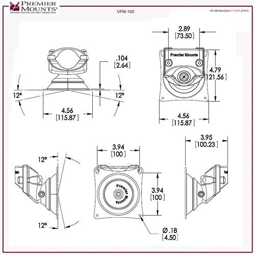 Premier Mounts MM-VH151 VPM Mount 15" Tube with Grommet Base