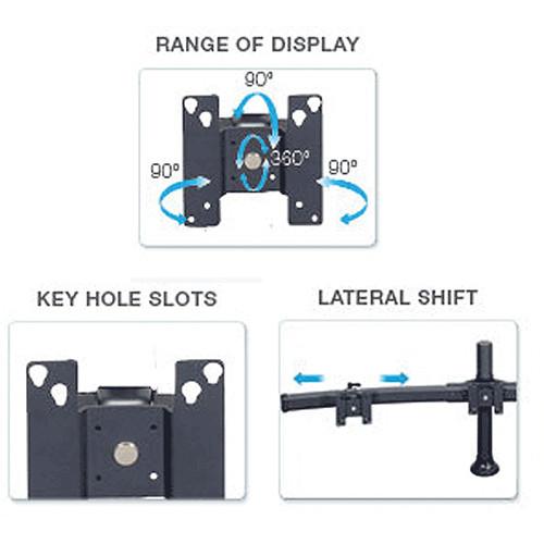 Premier Mounts MM-BE429 3 Triple Monitor Curved Bows on 42" Pole with Extrusion Base