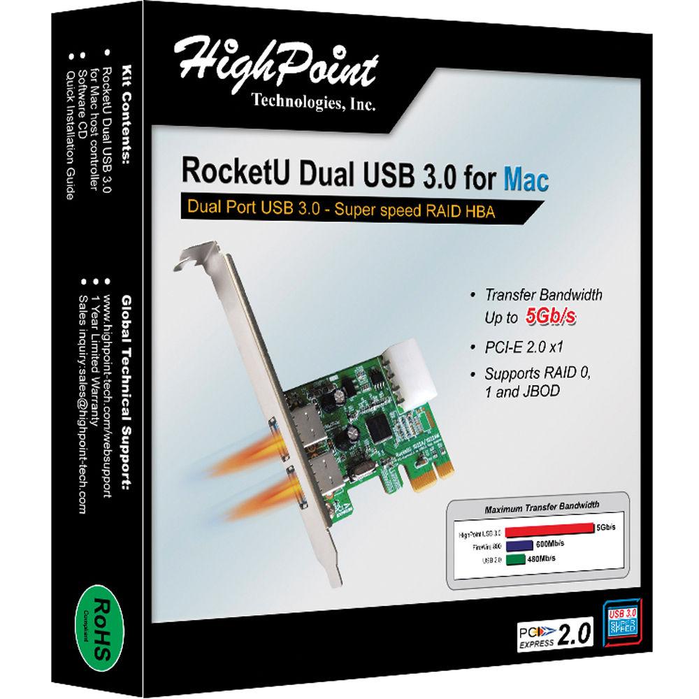 HighPoint RU1022AM RocketU Dual USB 3.1 Gen 1 for Mac