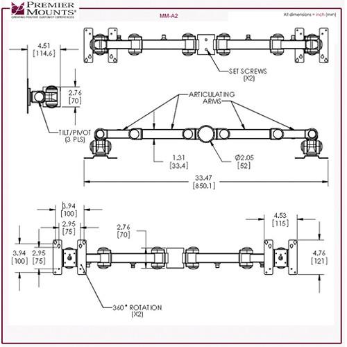 Premier Mounts Dual Display Articulating Arm
