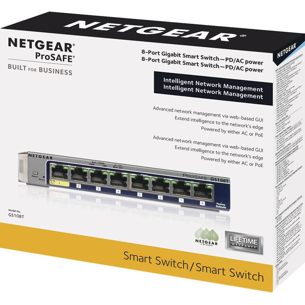 Netgear GS108T-200NAS ProSafe 8-Port Gigabit Smart Switch