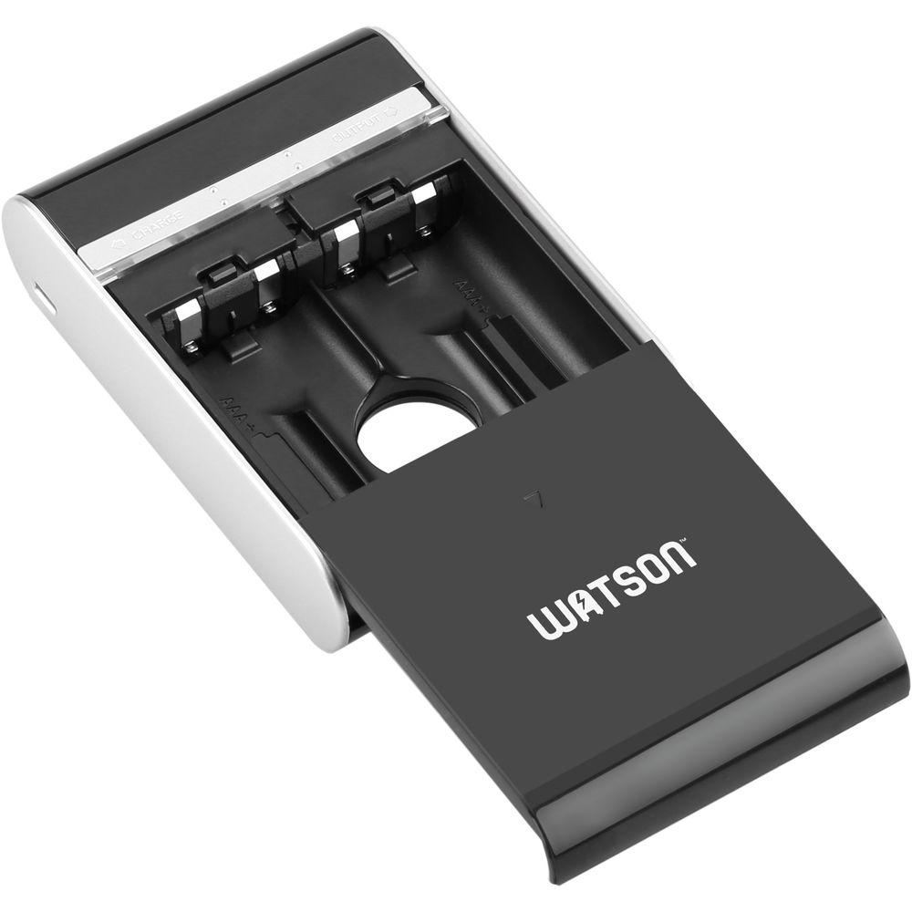 Watson 4-Bay USB Charger and Portable Power Pack for AA and AAA NiMH Batteries