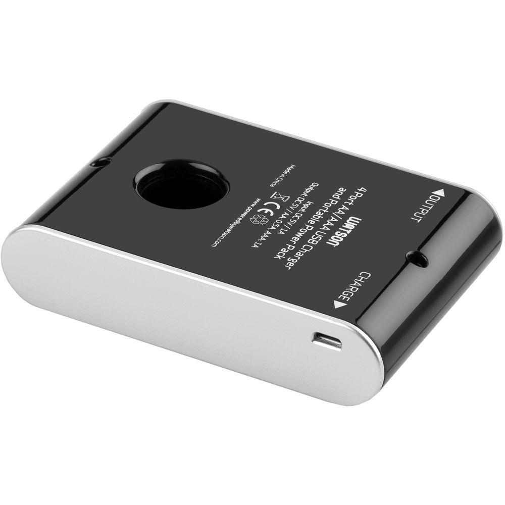 Watson 4-Bay USB Charger and Portable Power Pack for AA and AAA NiMH Batteries