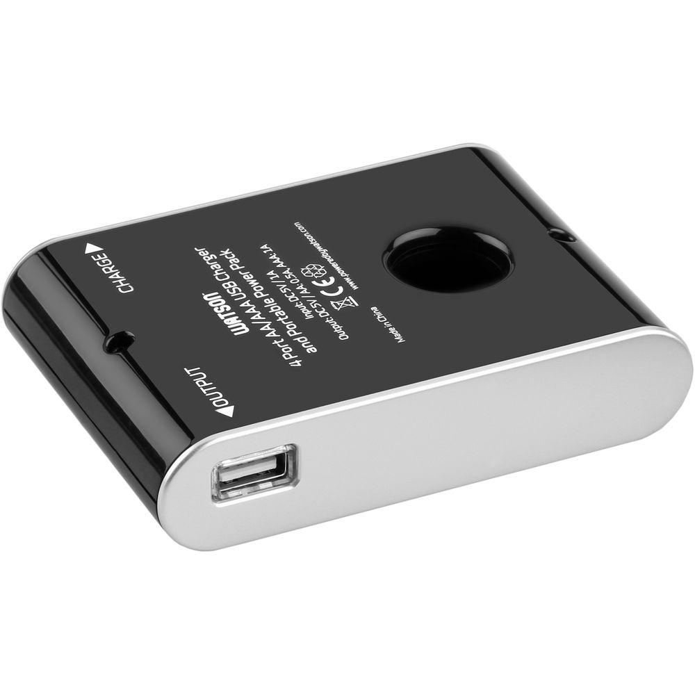 Watson 4-Bay USB Charger and Portable Power Pack for AA and AAA NiMH Batteries