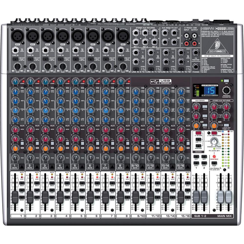 Behringer XENYX X2222USB - 22-Input USB Audio Mixer with Effects