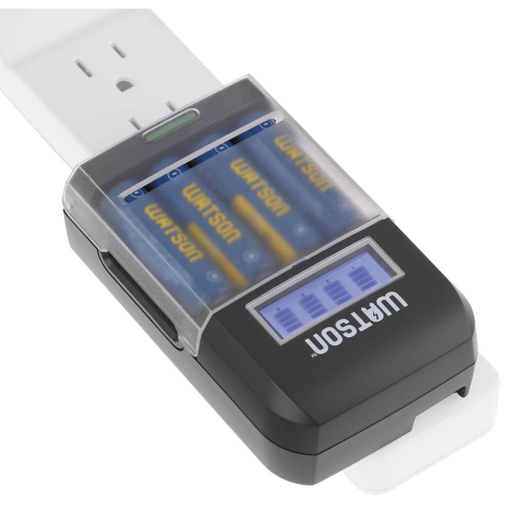 Watson 4-Bay Rapid Charger with LCD and 4 AA NiMH Batteries