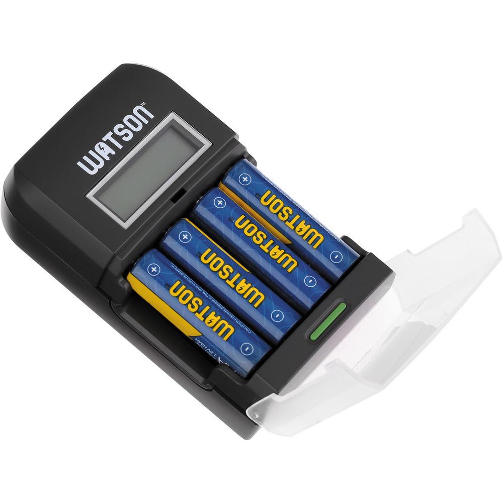 Watson 4-Bay Rapid Charger with LCD and 4 AA NiMH Batteries
