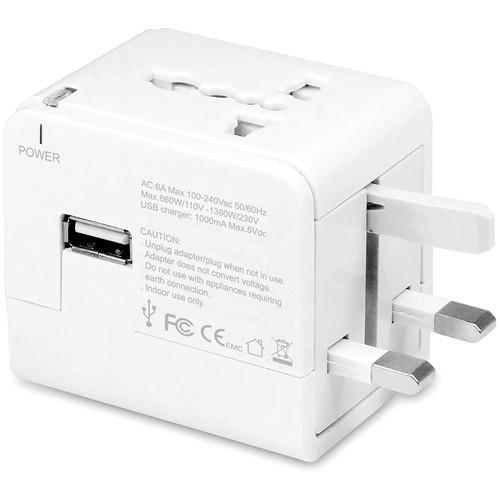 Macally Universal Power Plug Adapter with USB Charger