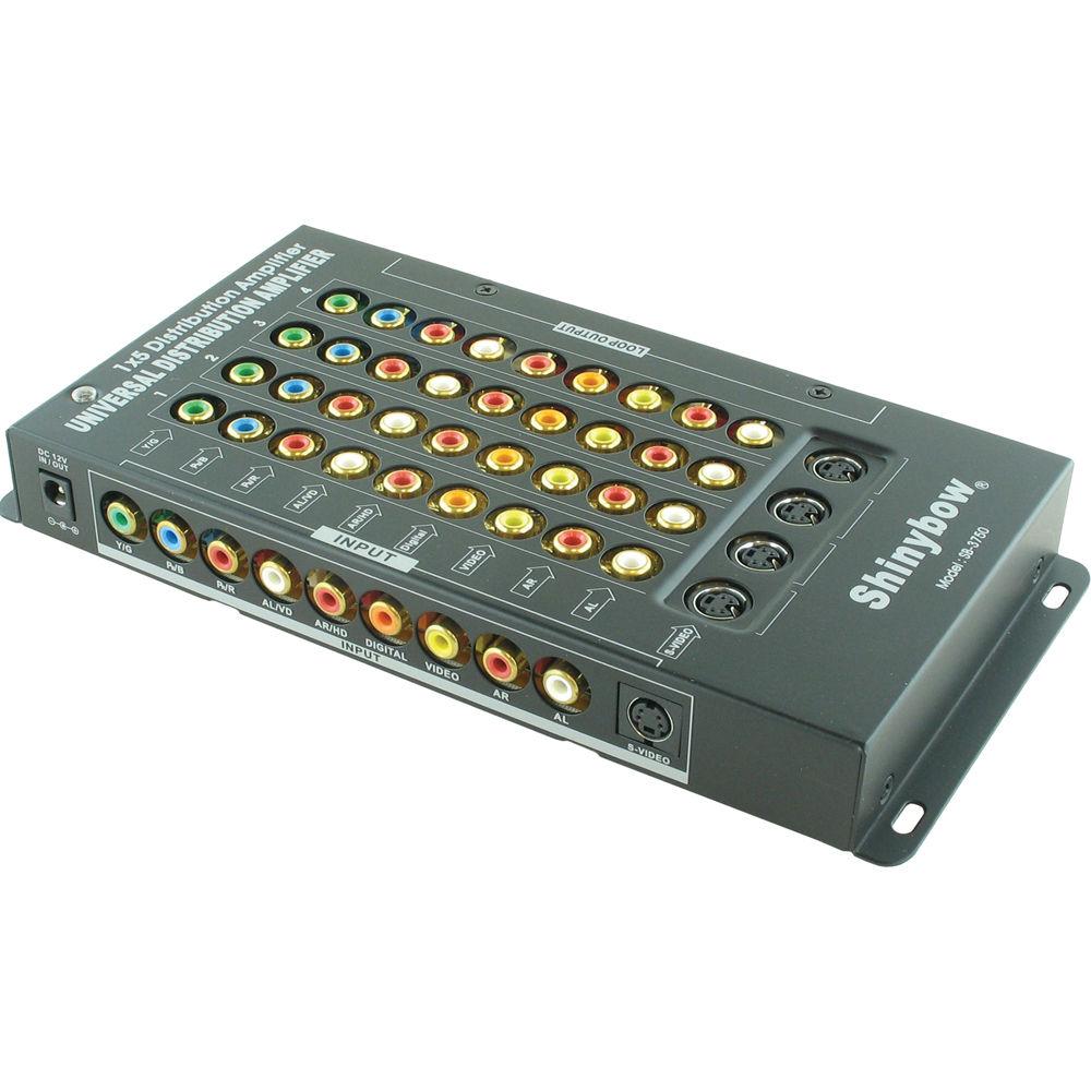 Shinybow SB-3750 1 x 4 Video Audio Distribution Amplifier with Loop-Through Out