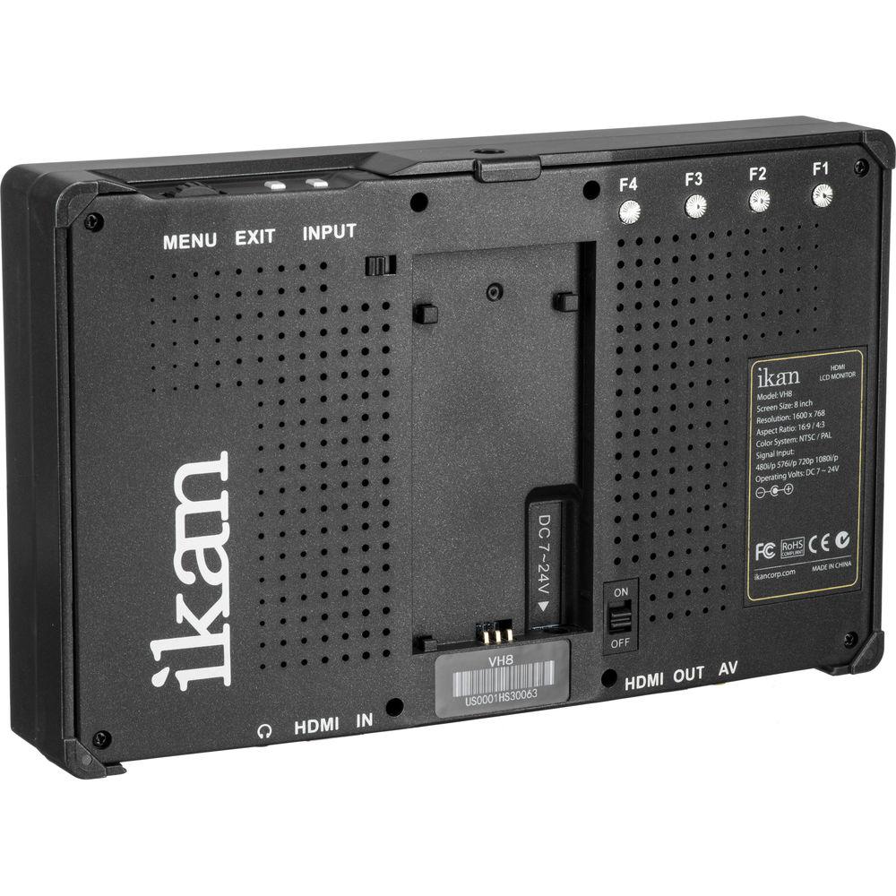 ikan VH8 8" Camera Monitor with Canon E6 Battery Plate