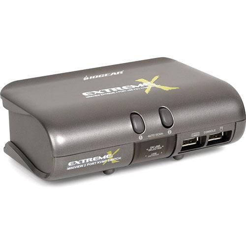 IOGEAR MiniView Extreme Multimedia KVMP Switch with USB Cables - 2-Port KVM, Peripherals and Audio with Optional PS 2