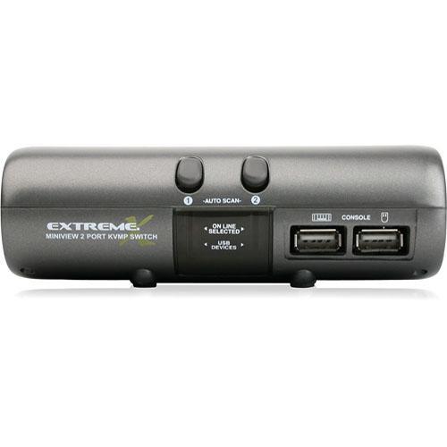 IOGEAR MiniView Extreme Multimedia KVMP Switch with USB Cables - 2-Port KVM, Peripherals and Audio with Optional PS 2