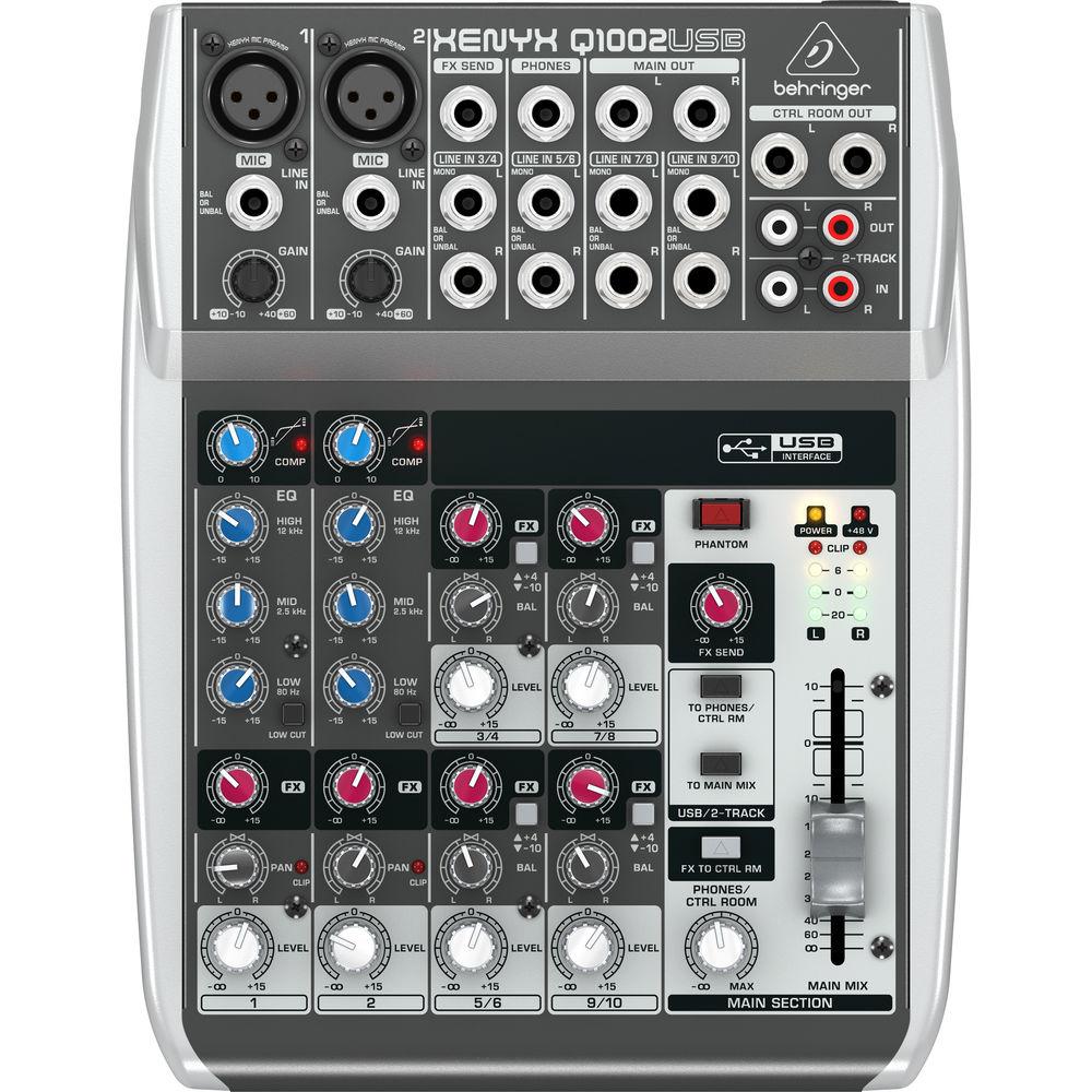 Behringer XENYX Q1002USB 10-Input, 2-Bus Small Format Mixer with USB Output
