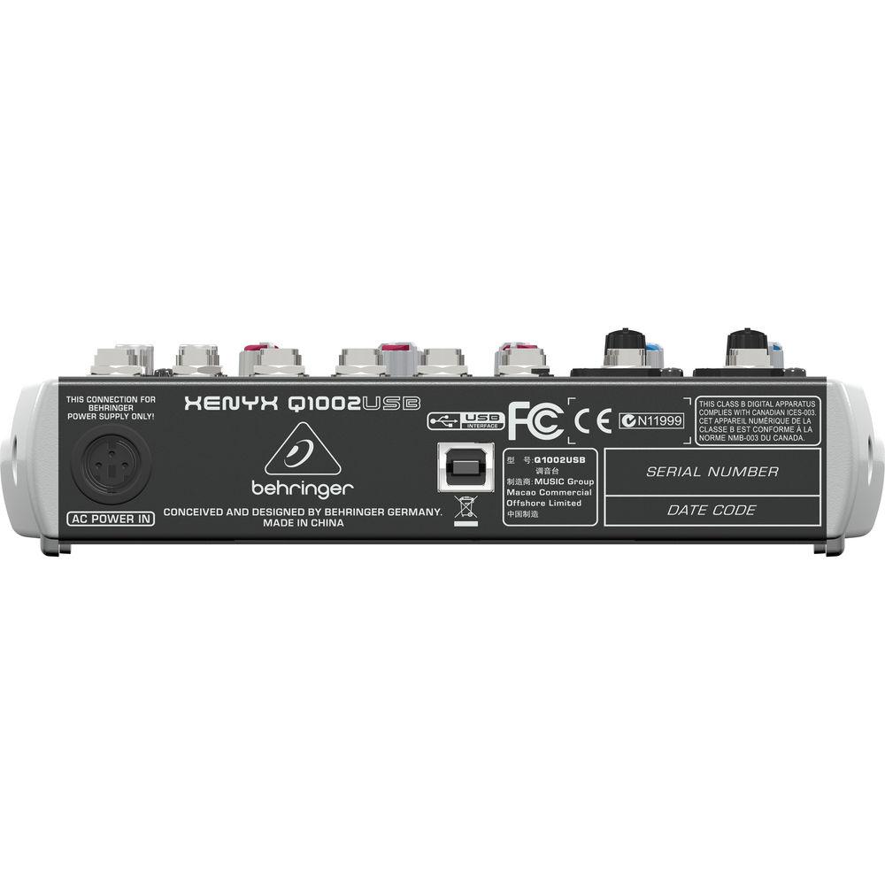 Behringer XENYX Q1002USB 10-Input, 2-Bus Small Format Mixer with USB Output