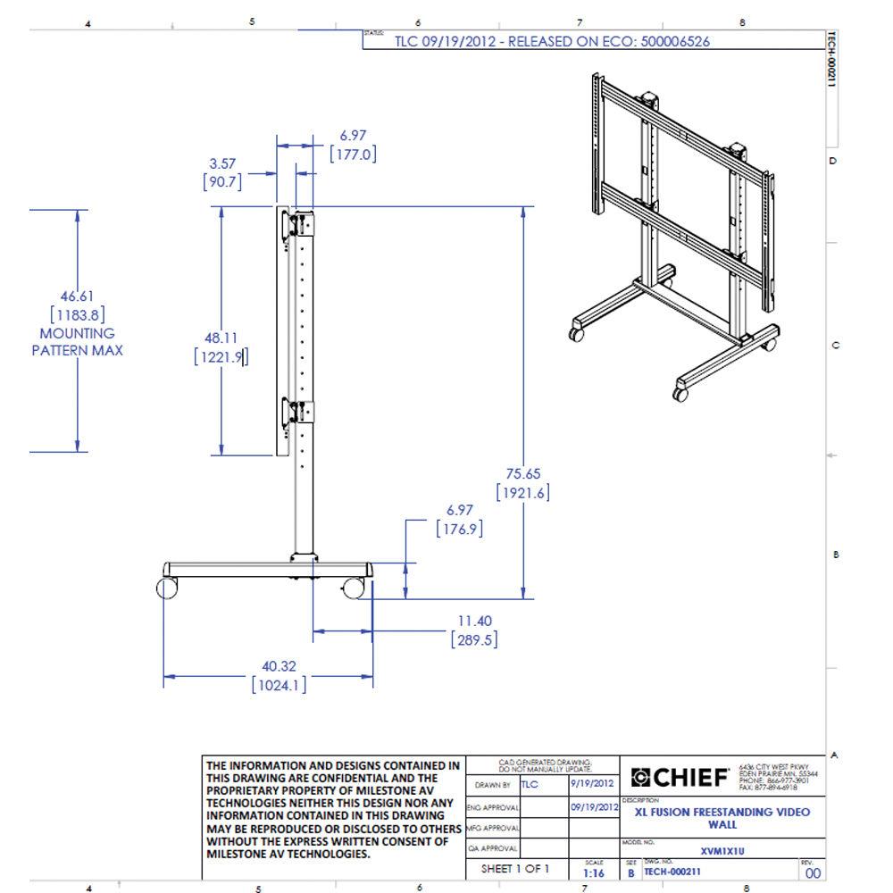 Chief FUSION Extra Large Single Screen Freestanding Video Wall Solution