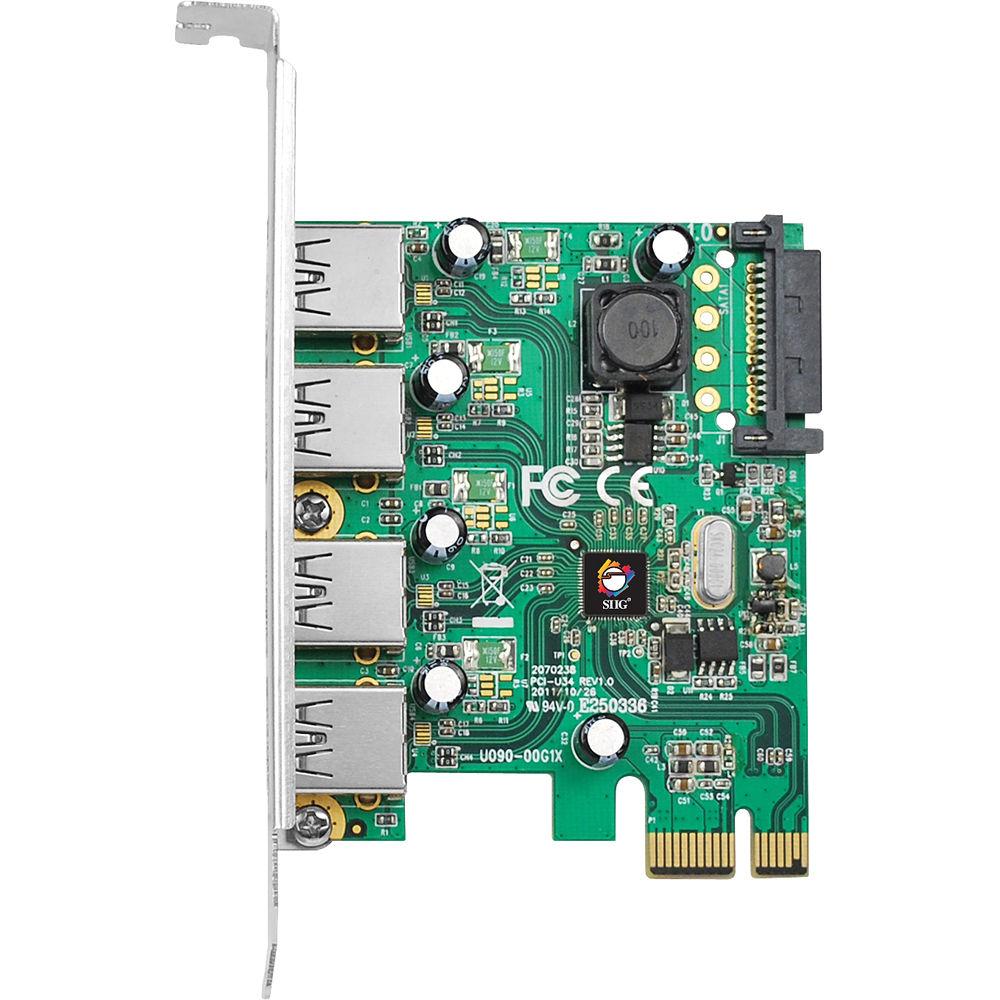 SIIG 4-Port USB 3.0 SuperSpeed PCIe Adapter Card, SIIG, 4-Port, USB, 3.0, SuperSpeed, PCIe, Adapter, Card
