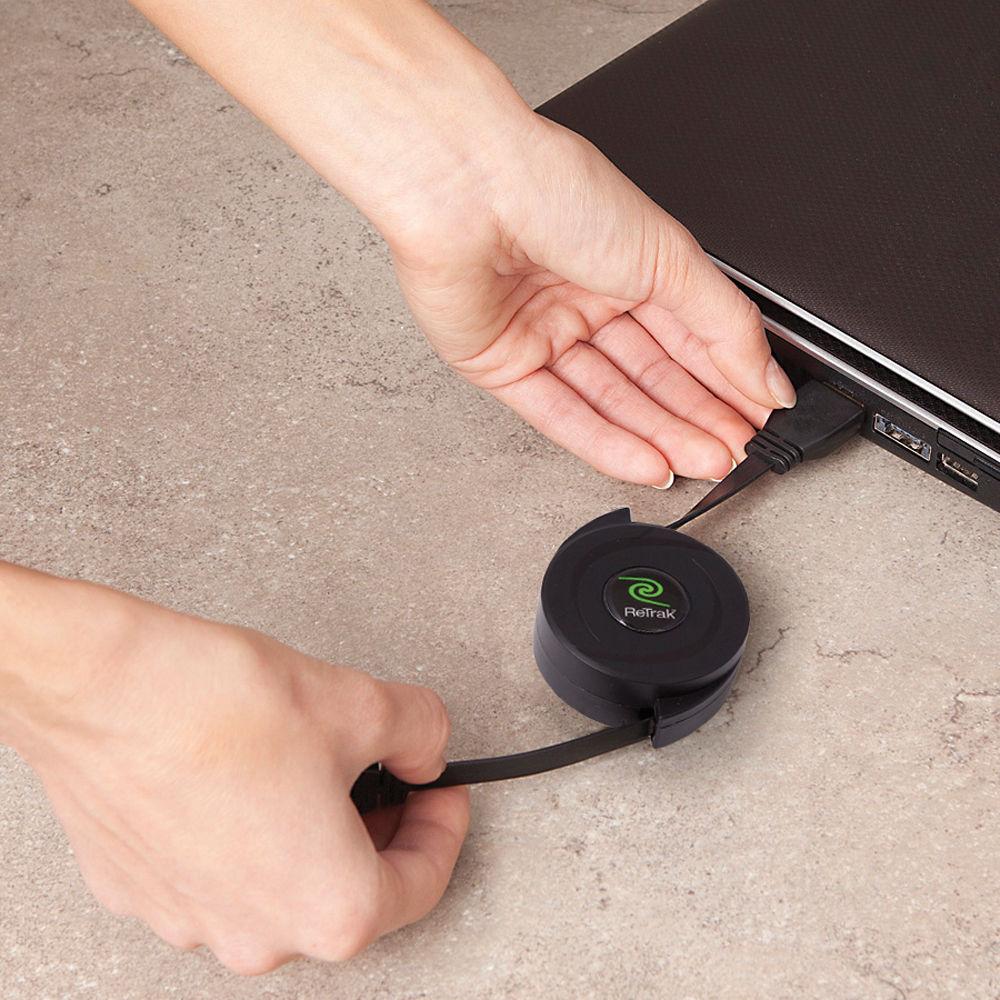 ReTrak Retractable HDMI Type A Male to Mini HDMI Type C Male Cable