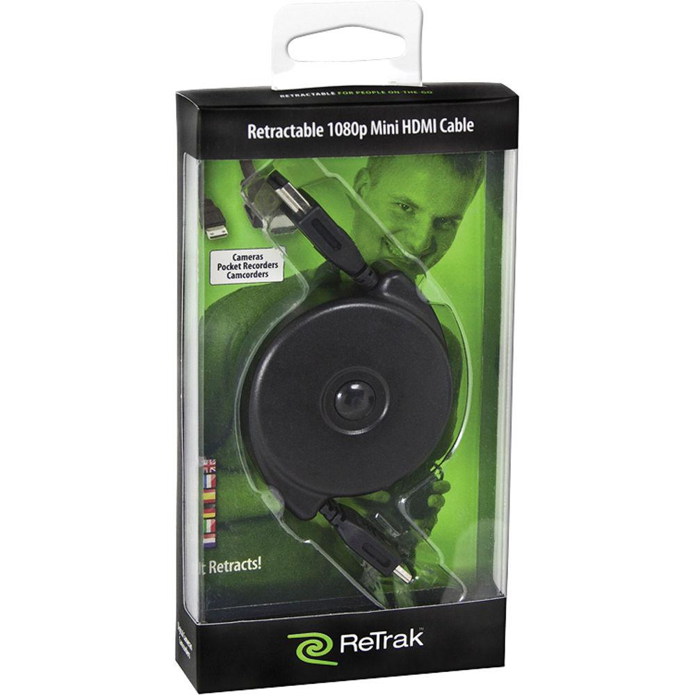 ReTrak Retractable HDMI Type A Male to Mini HDMI Type C Male Cable