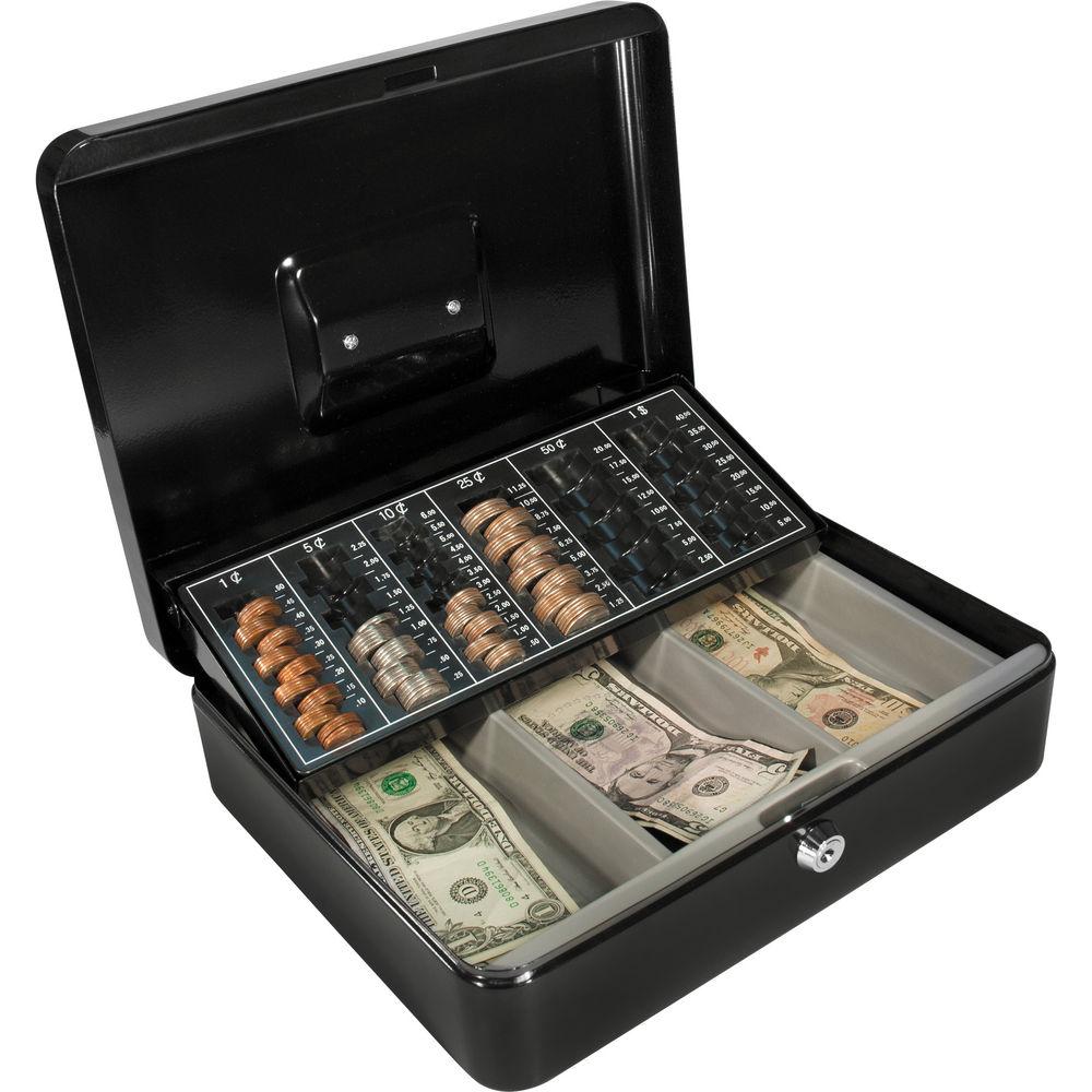 Barska 12" Cash Box with Key Lock and Coin Tray