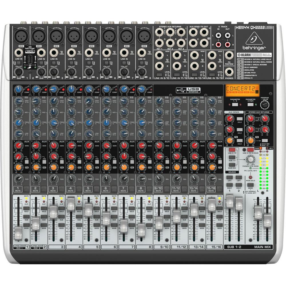 Behringer XENYX QX2222USB 22-Input USB Audio Mixer with Effects