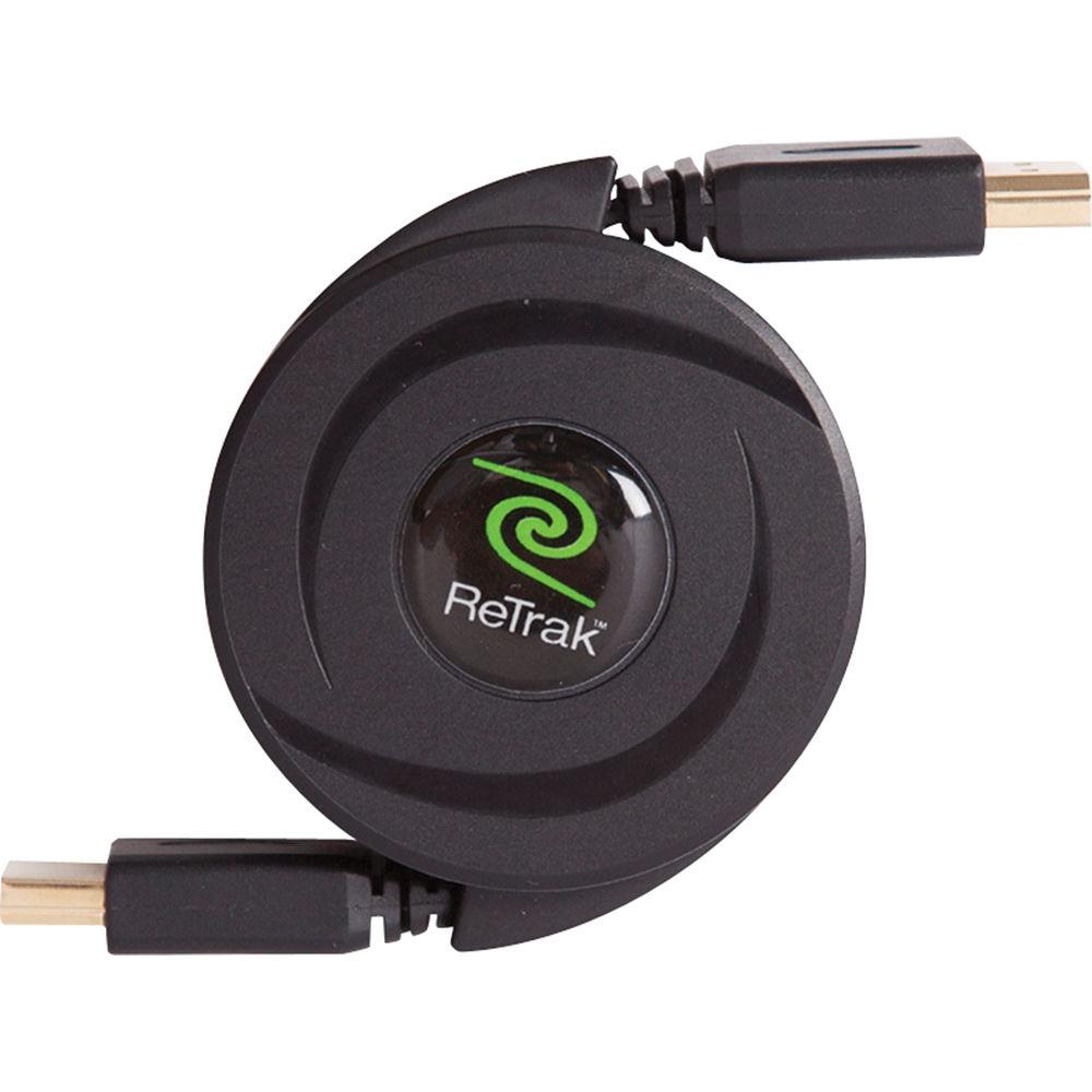 ReTrak Retractable Standard HDMI Cable with Mini & Micro HDMI, DVI Adapters