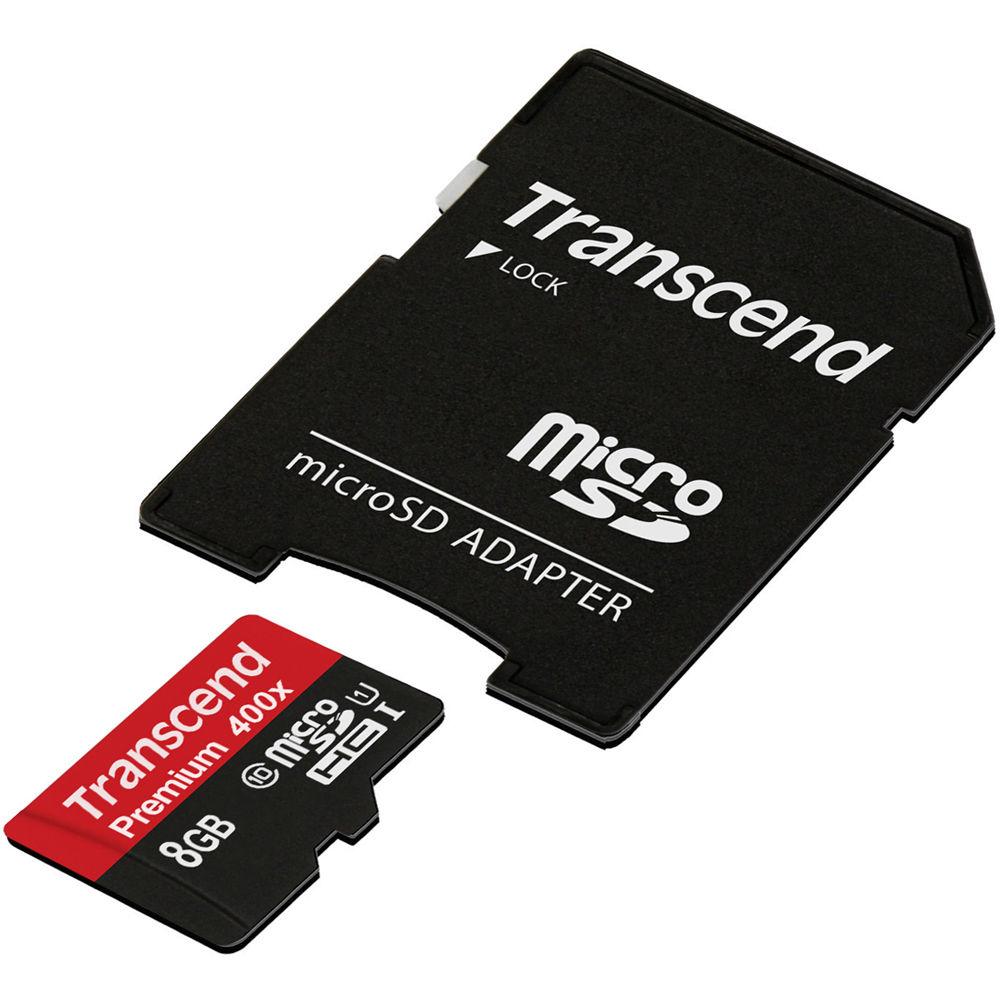 Transcend 8GB Premium microSDHC UHS-I Memory Card with SD Adapter