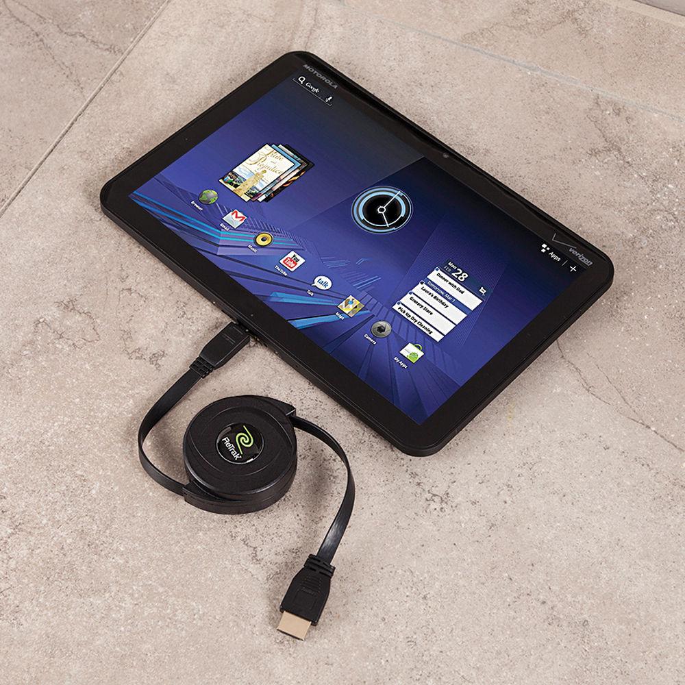 ReTrak Retractable HDMI Type A Male to Micro HDMI Type D Male Cable