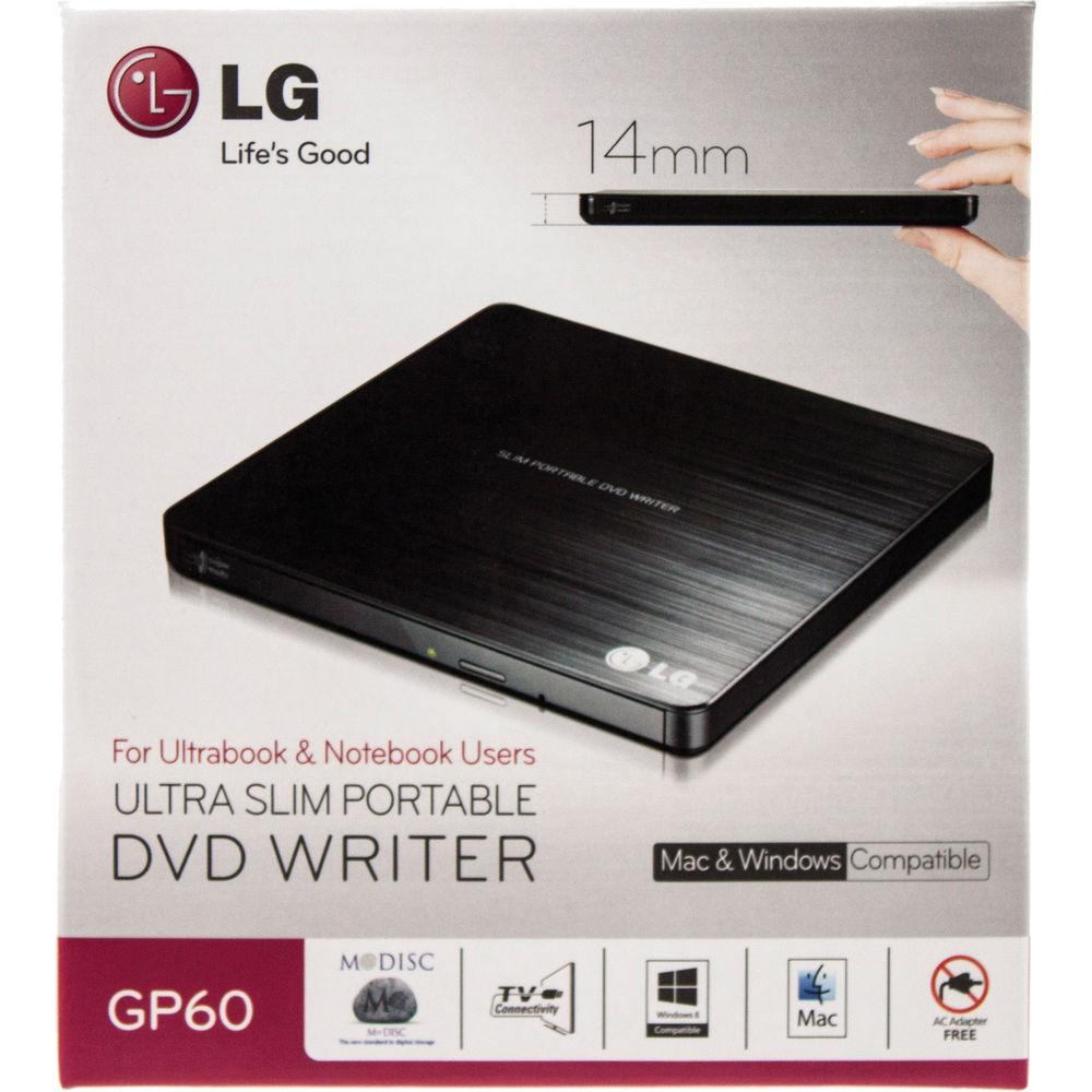 LG GP60NB50 8x Super-Multi Portable DVD Rewriter with M-DISC, LG, GP60NB50, 8x, Super-Multi, Portable, DVD, Rewriter, with, M-DISC