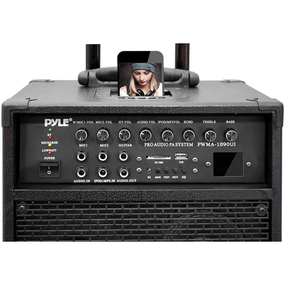 Pyle Pro PWMA1090UI 800W Dual Channel Wireless Rechargeable Portable PA System
