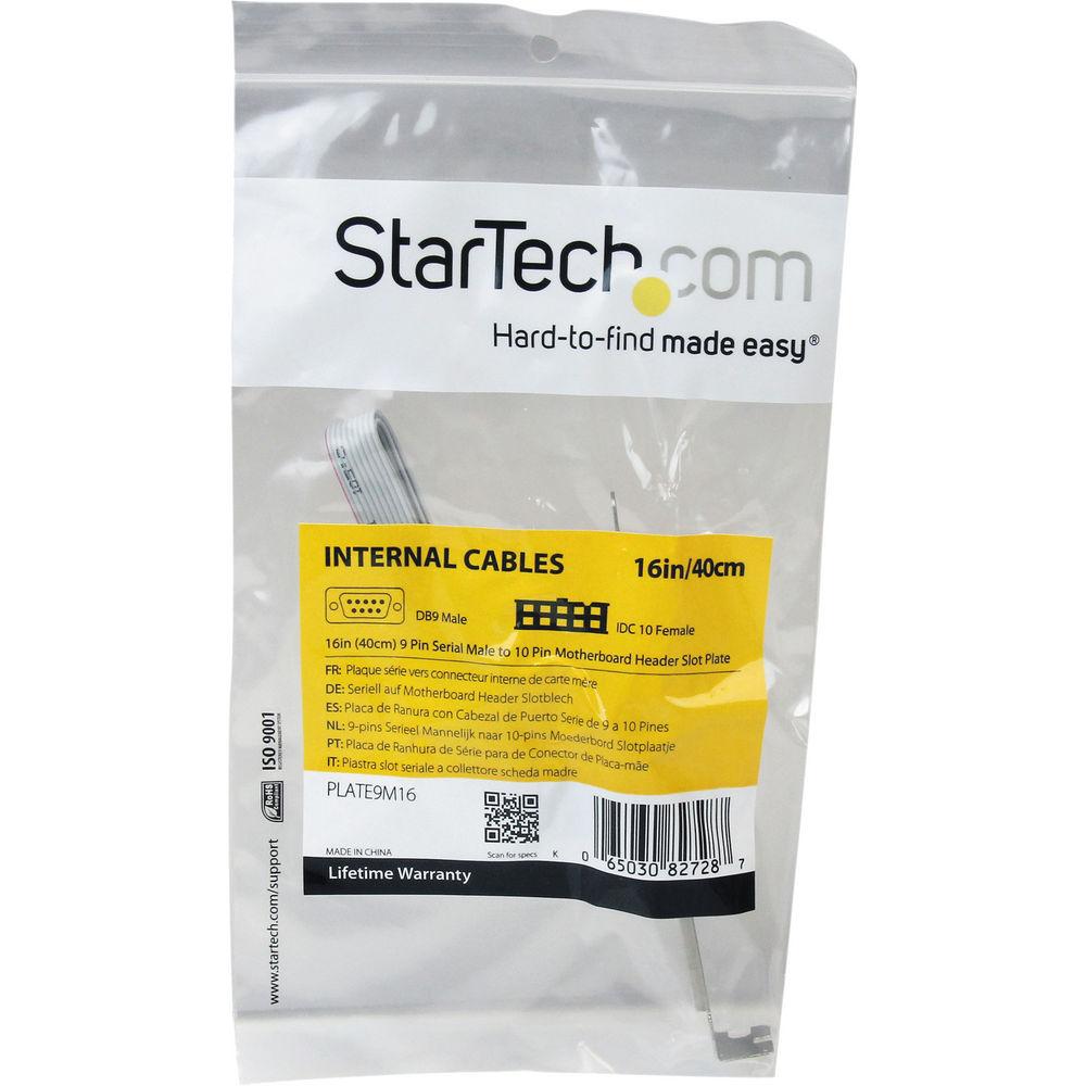 StarTech 16" 9-Pin Serial Male to 10-Pin Motherboard Header Slot Plate