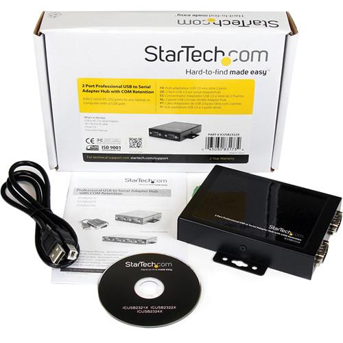 StarTech 2-Port USB to Serial Adapter Hub with COM Retention