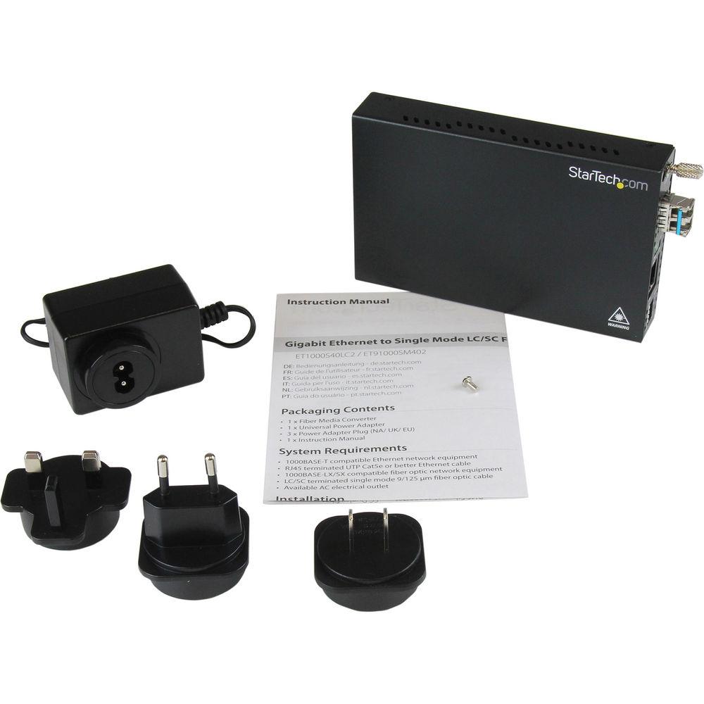 StarTech ET1000S40LC2 1000 Mb s Gigabit Single Mode Fiber Media Converter