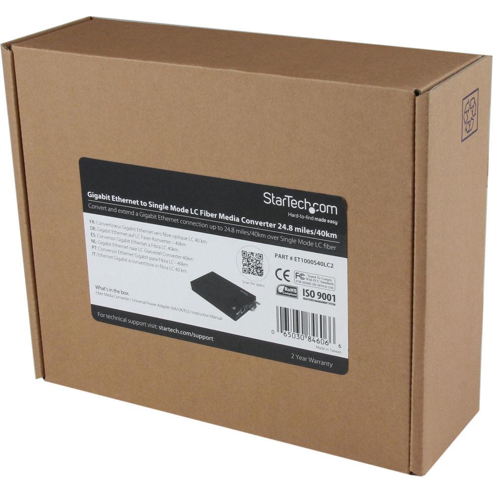 StarTech ET1000S40LC2 1000 Mb s Gigabit Single Mode Fiber Media Converter