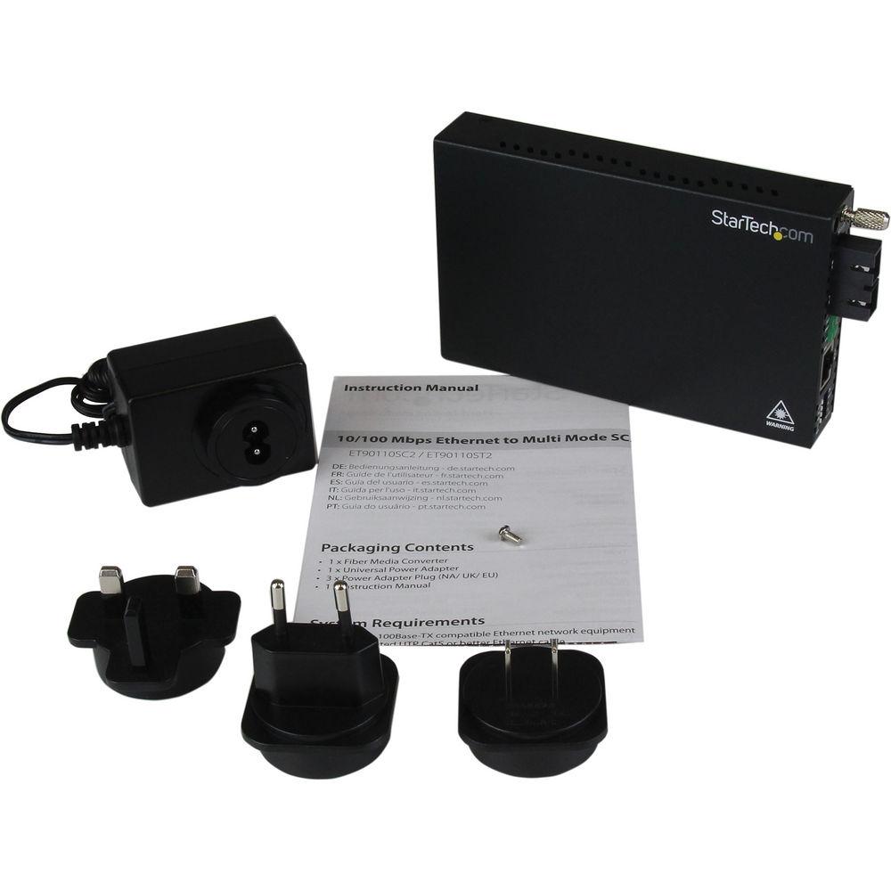 StarTech ET90110SC2 10 100 Mb s Multi Mode Fiber Media Converter SC 2km