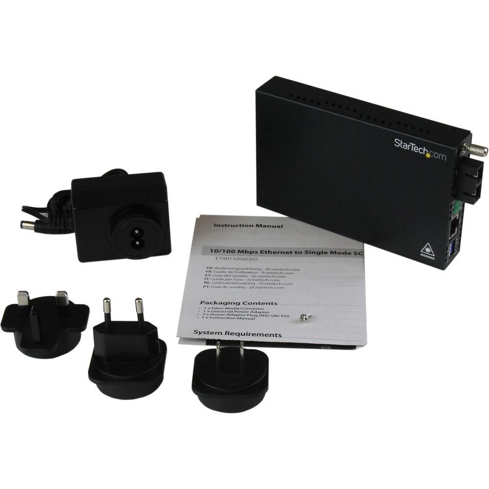 StarTech ET90110SM302 10 100 Mb s Single Mode Fiber Media Converter SC