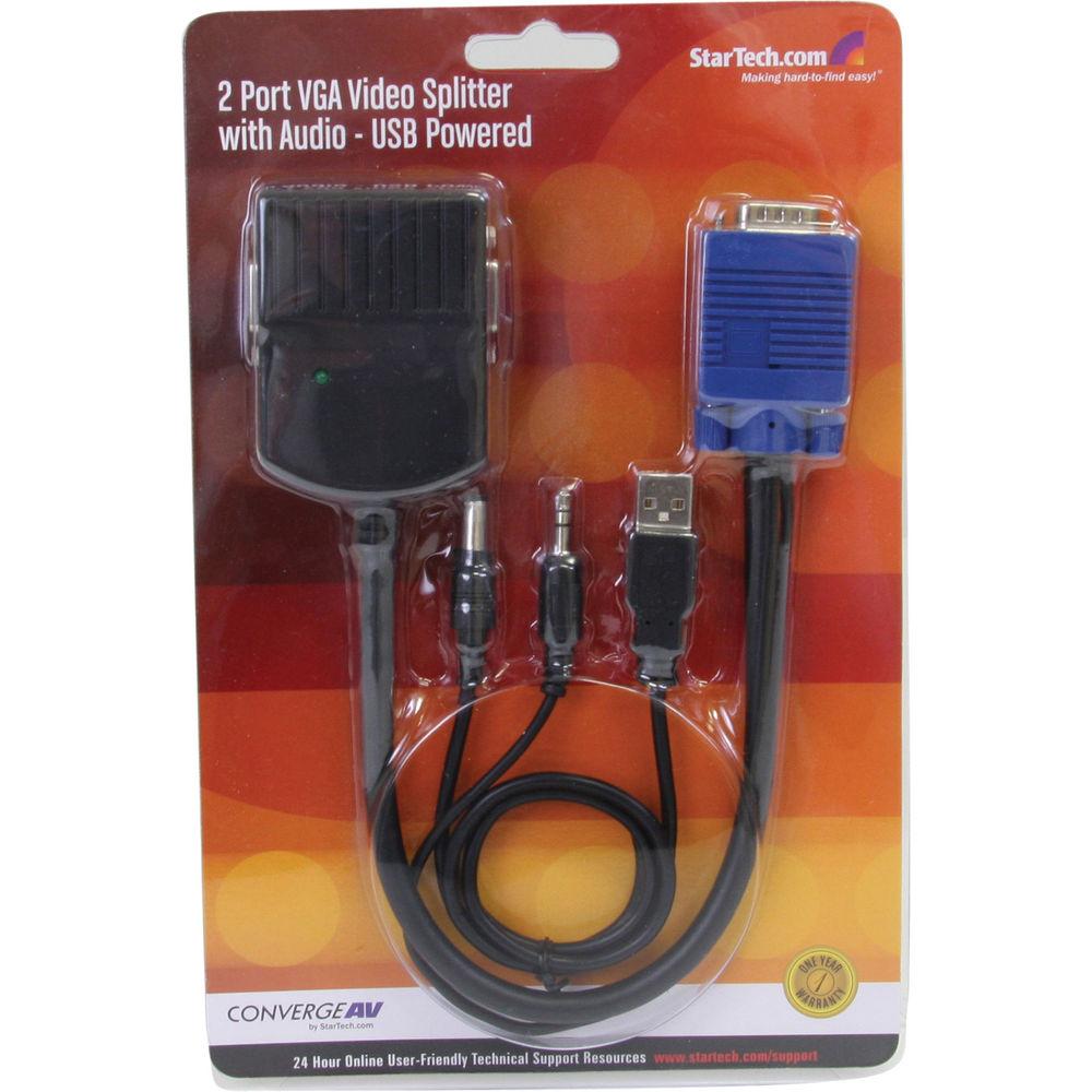StarTech ST122LEA USB Powered 2 Port VGA Video Splitter with Audio