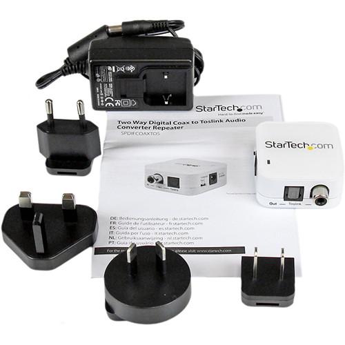 StarTech Two-Way Digital Coax to Toslink Optical Audio Converter Repeater