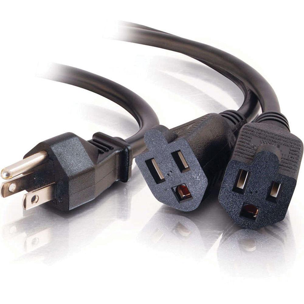 C2G 16 AWG 1-to-2 Power Cord Splitter NEMA 5-15P to 2 NEMA 5-15R