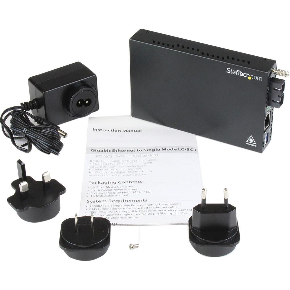 StarTech ET91000SM402 1000 Mb s Gigabit Ethernet Fiber Media Converter