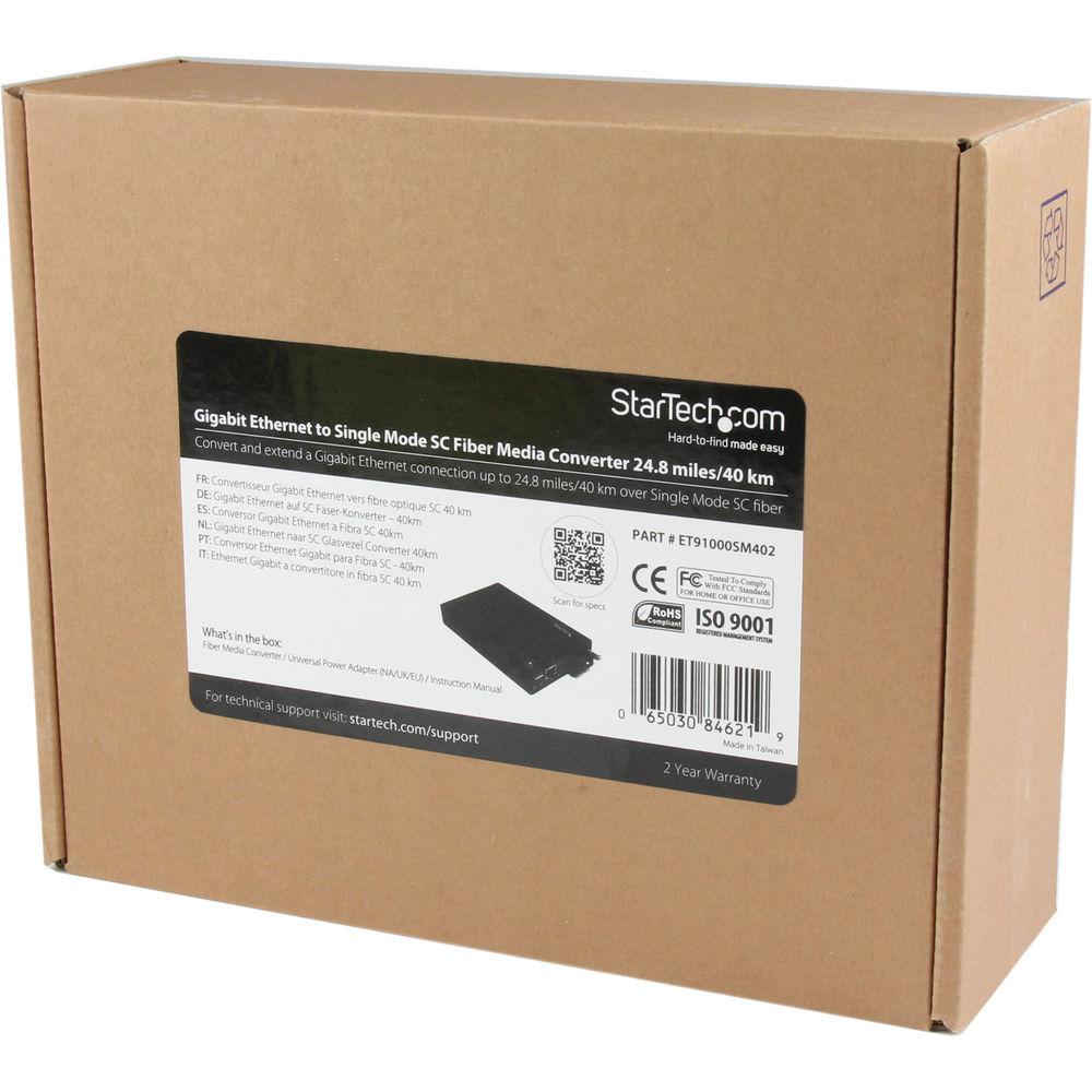 StarTech ET91000SM402 1000 Mb s Gigabit Ethernet Fiber Media Converter