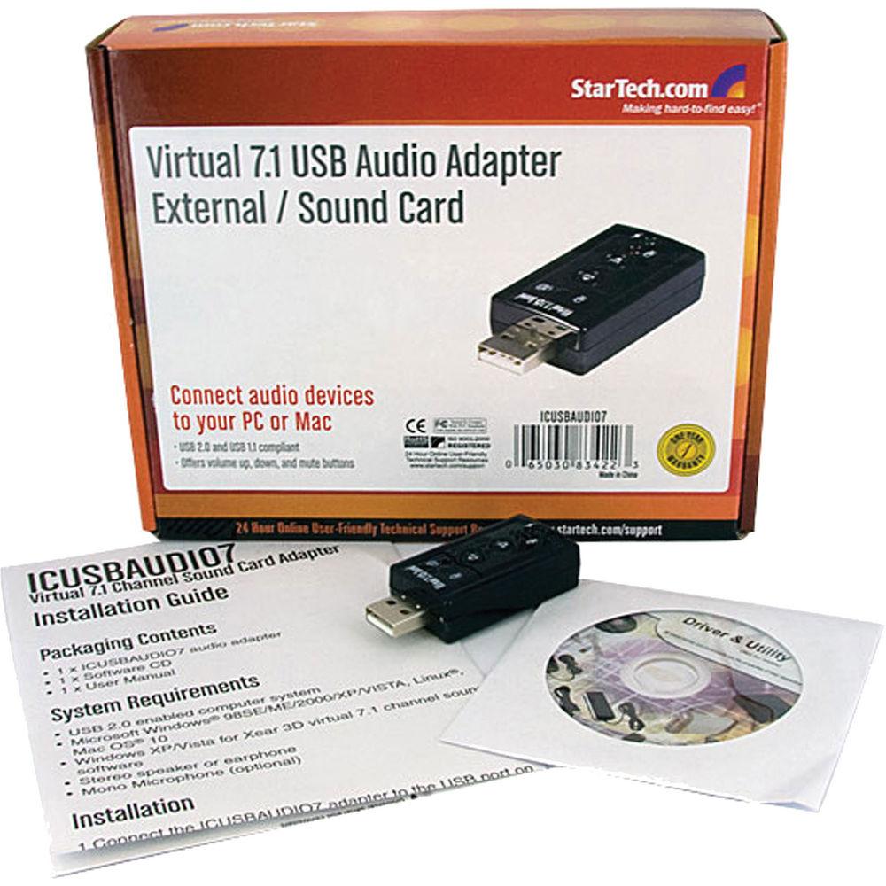 StarTech Virtual 7.1 USB Stereo Audio Adapter External Sound Card, StarTech, Virtual, 7.1, USB, Stereo, Audio, Adapter, External, Sound, Card