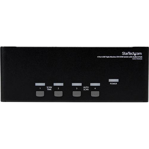 StarTech 4-Port Triple Monitor DVI USB KVM Switch with Audio & USB 2.0 Hub