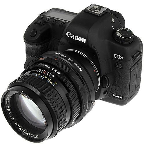 FotodioX Pro Lens Mount Adapter for Pentax 67 Lens to Canon EF-Mount Camera with Dandelion Focus Confirmation Chip