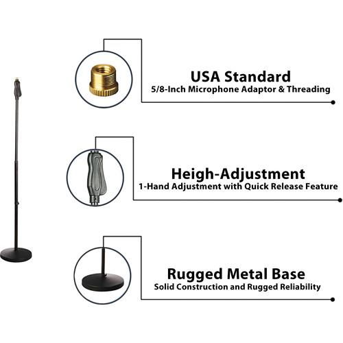 Pyle Pro PMKS40 Universal Microphone Stand with Height Adjustment