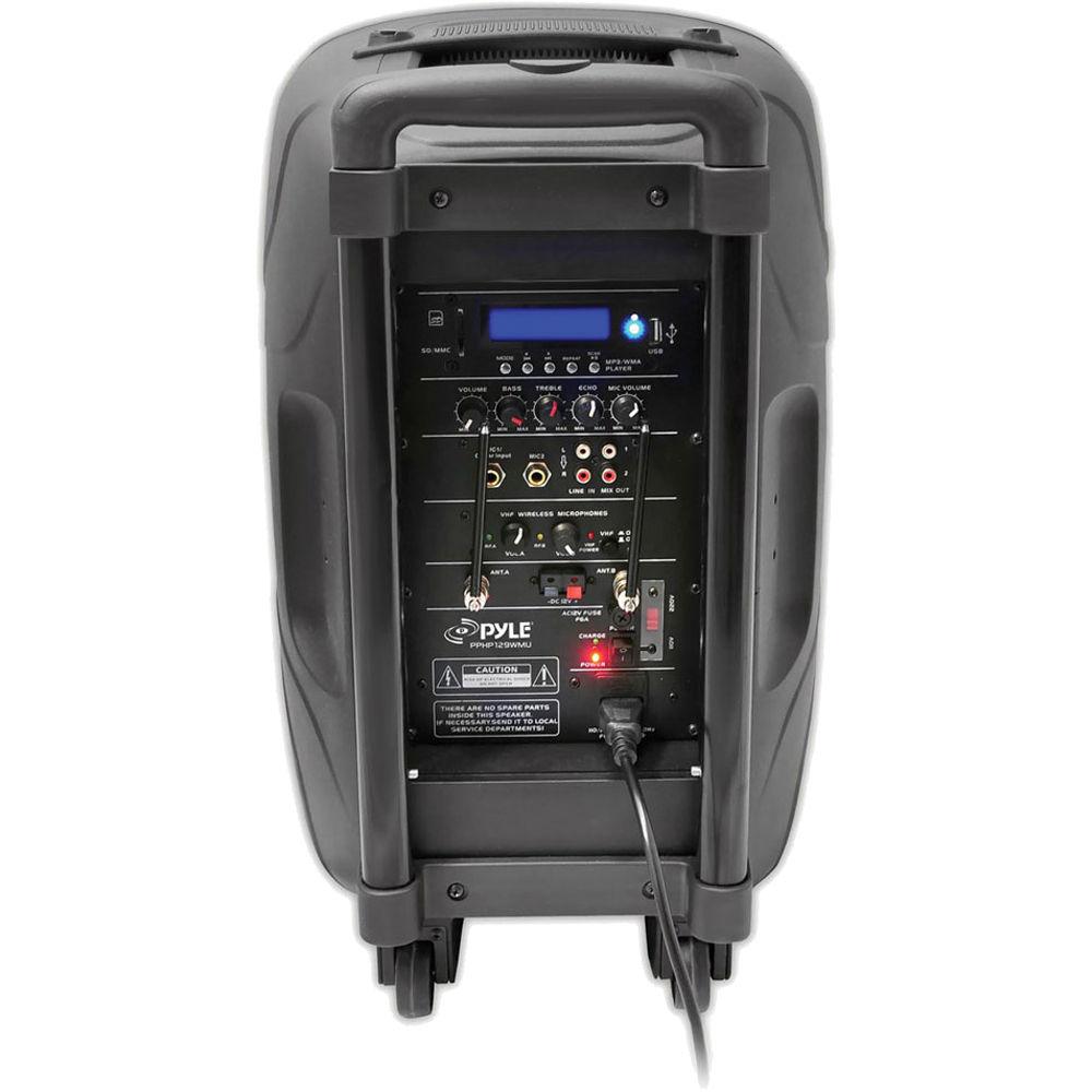 Pyle Pro PPHP129WMU 12" 1,000-Watt Bluetooth Streaming Portable Loudspeaker System with Dual Handheld Wireless Mics