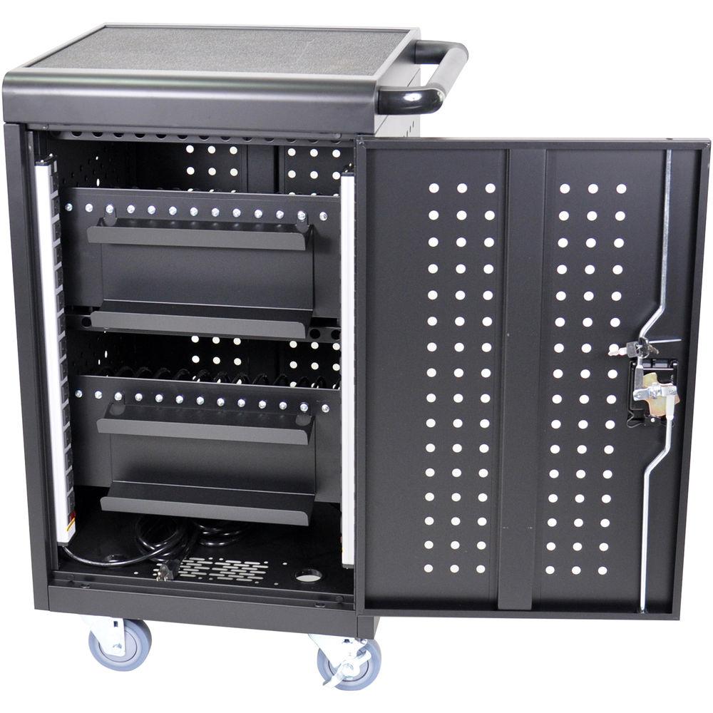 Luxor LLTM30-B 30 Tablet Chromebook Charging Rolling Cart
