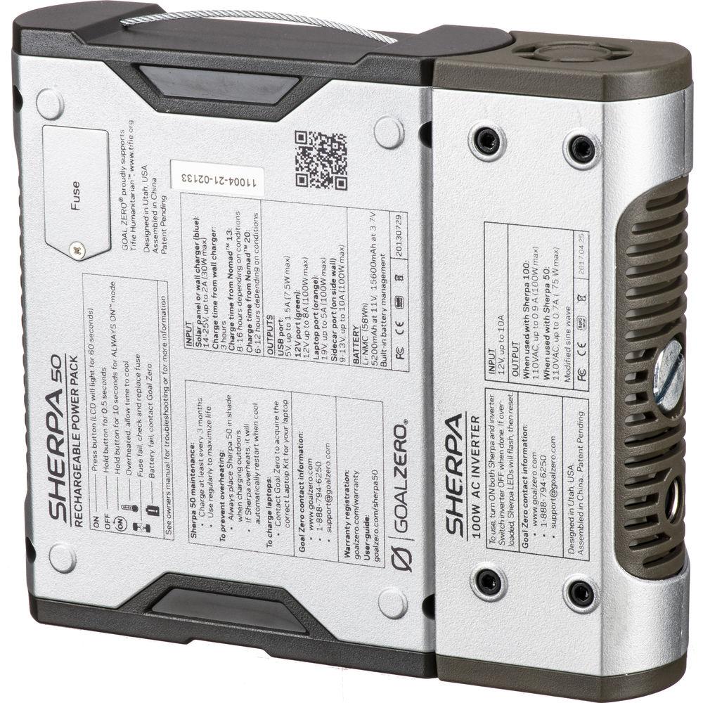 GOAL ZERO Sherpa 50 Solar Charging Kit with 110 VAC Inverter